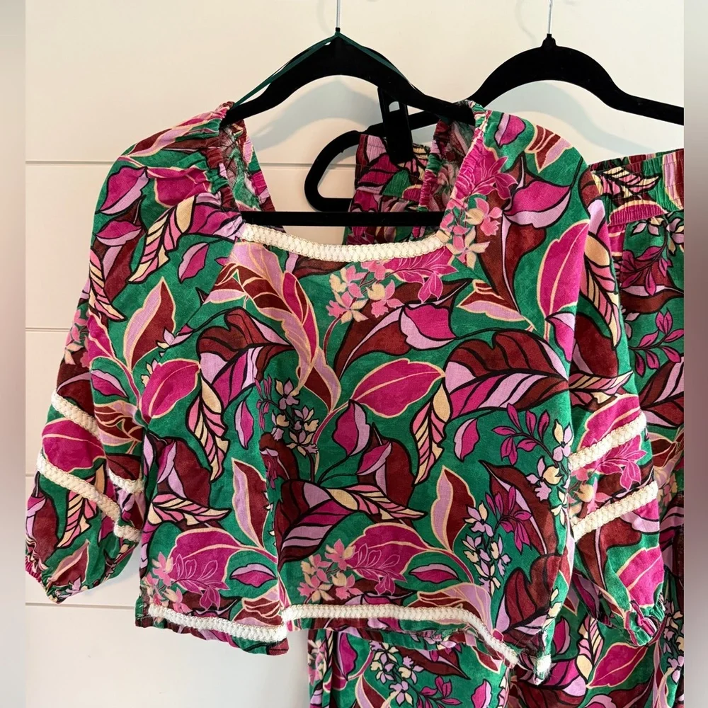 Cynthia Rowley Floral Wide Leg Pants & Top Set, Size Medium - Picture 2 of 14